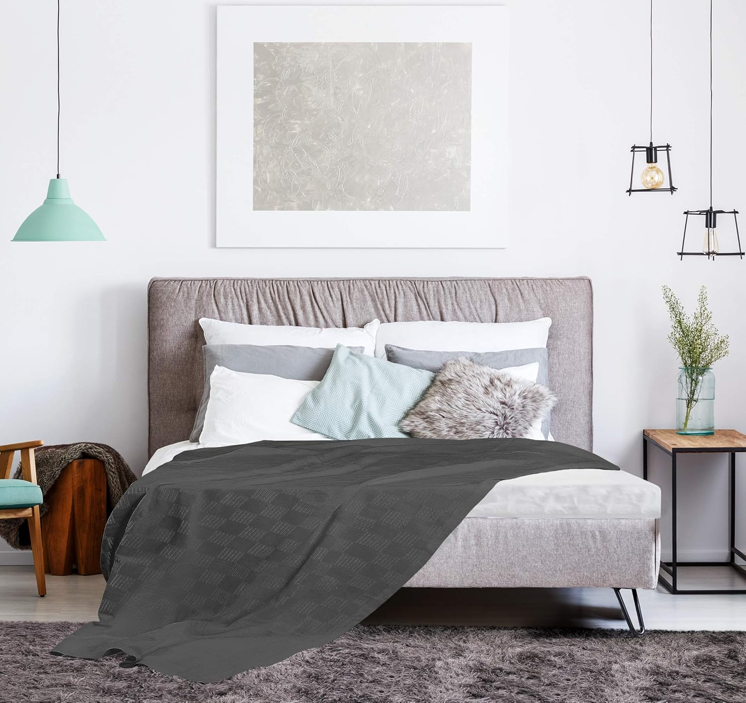 Utopia Bedding Premium Cotton Blanket Queen Grey - Soft Breathable Thermal Blanket - Ideal for Layering Any Bed: Home & Kitchen