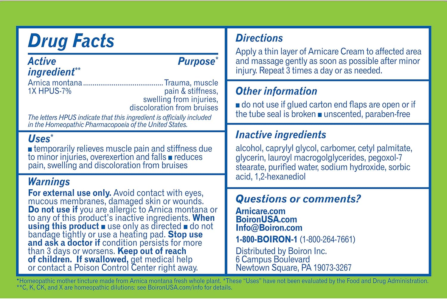Boiron Arnicare Cream 2.5 Ounces Topical Pain Relief Cream: Health & Personal Care