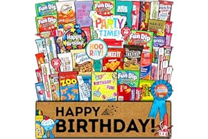 CRAVEBOX Birthday Care Package (50 Count) Snacks Food Cookies Bar Chips Party Variety Gift Box Pack Assortment Basket Bundle Mix Treat College Students Kids Teens