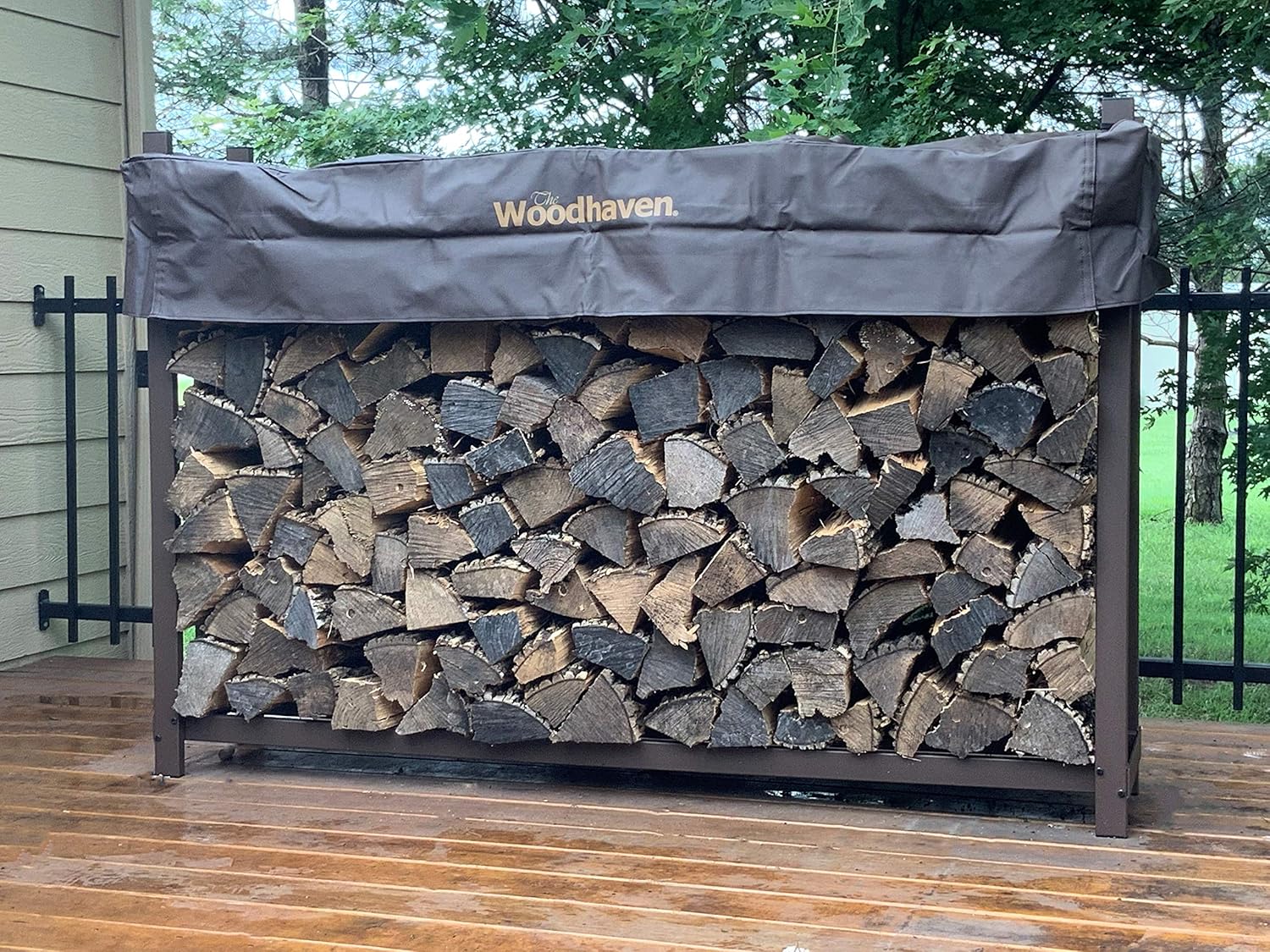 Woodhaven 6ft Firewood Rack Black Firewood Racks Patio, Lawn & Garden