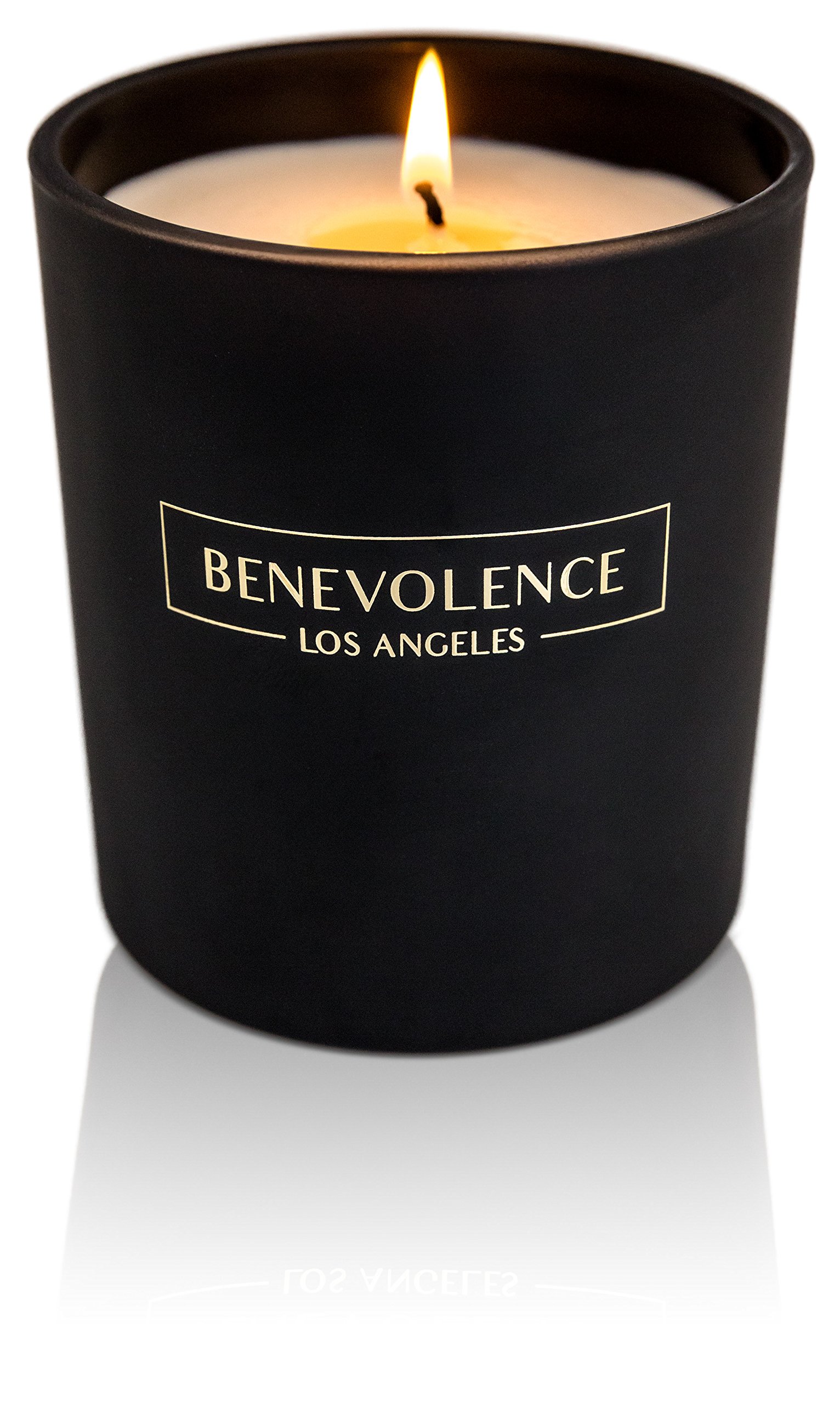 Soy Scented Candle Natural Rose & Sandalwood Strong Fragrance Matte Black Glass for Charity