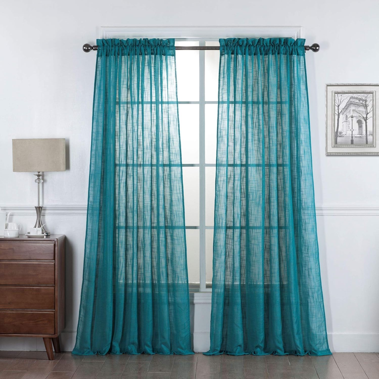 Amazon.com: Teal Semi Sheer Curtains 84 