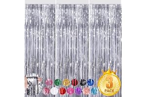 FORLVWOON Silver Party Streamers 3.3x8.3 Feet Metallic Foil Fringe Curtains Tinsel Streamers Party Decorations 3Pack Door Streamers for Birthday Baby Shower Bachelorette Parties Wedding Disco Party Decorations