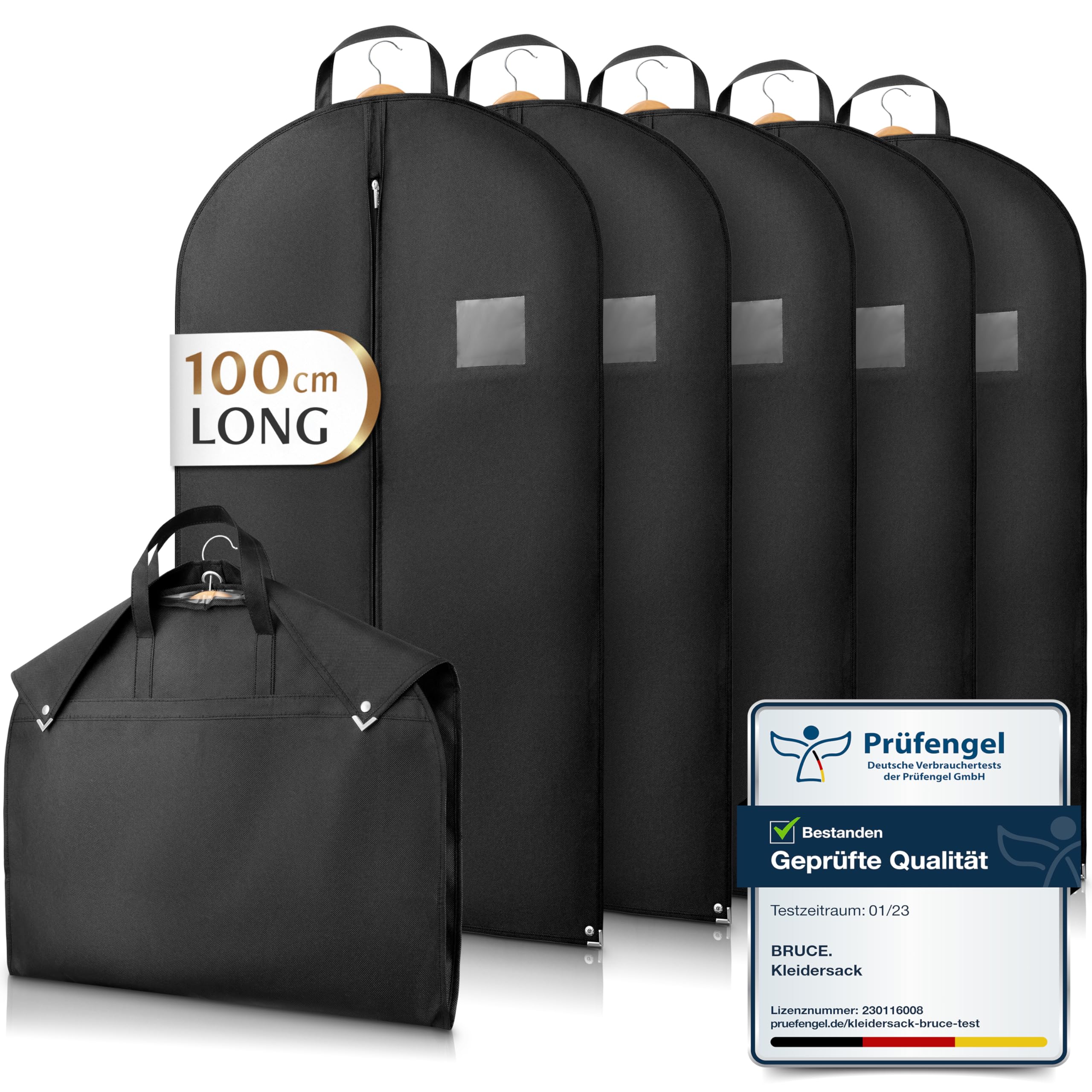 Bruce.® 5x Premium Garment Bags 100x60cm, Breathable Clothes Covers for Coats, Jackets, Dresses & Suits, Durable Travel Suit Carrier Bag, Moth-Proof Suit Protector for Wardrobe Storage — image 1