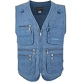 LUSI MADAM Men's Poplin Outdoors Travel Sports Multi-Pockets Work Fishing Vest