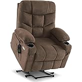 MCombo Power Lift Recliner Chair for Elderly, Fabric 7287 (Brown, Medium) | Assist with Standing, 140&deg; Recline, 4.7" Extra Footrest, USB/Type-C ports, Cup Holder, Easy Assembly, FSC Certified