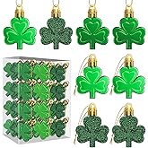 Eunvabir 36 Pcs St Patricks Day Shamrock Ornaments for Tree, Irish Green Mini Ornament Hanging Clover Baubles Trefoil Good Lucky Decorations for The Home, St. Patrick's Day Party Favors Table Decor