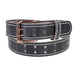 Men’s Classic Leather Belt, Double Prong Retro