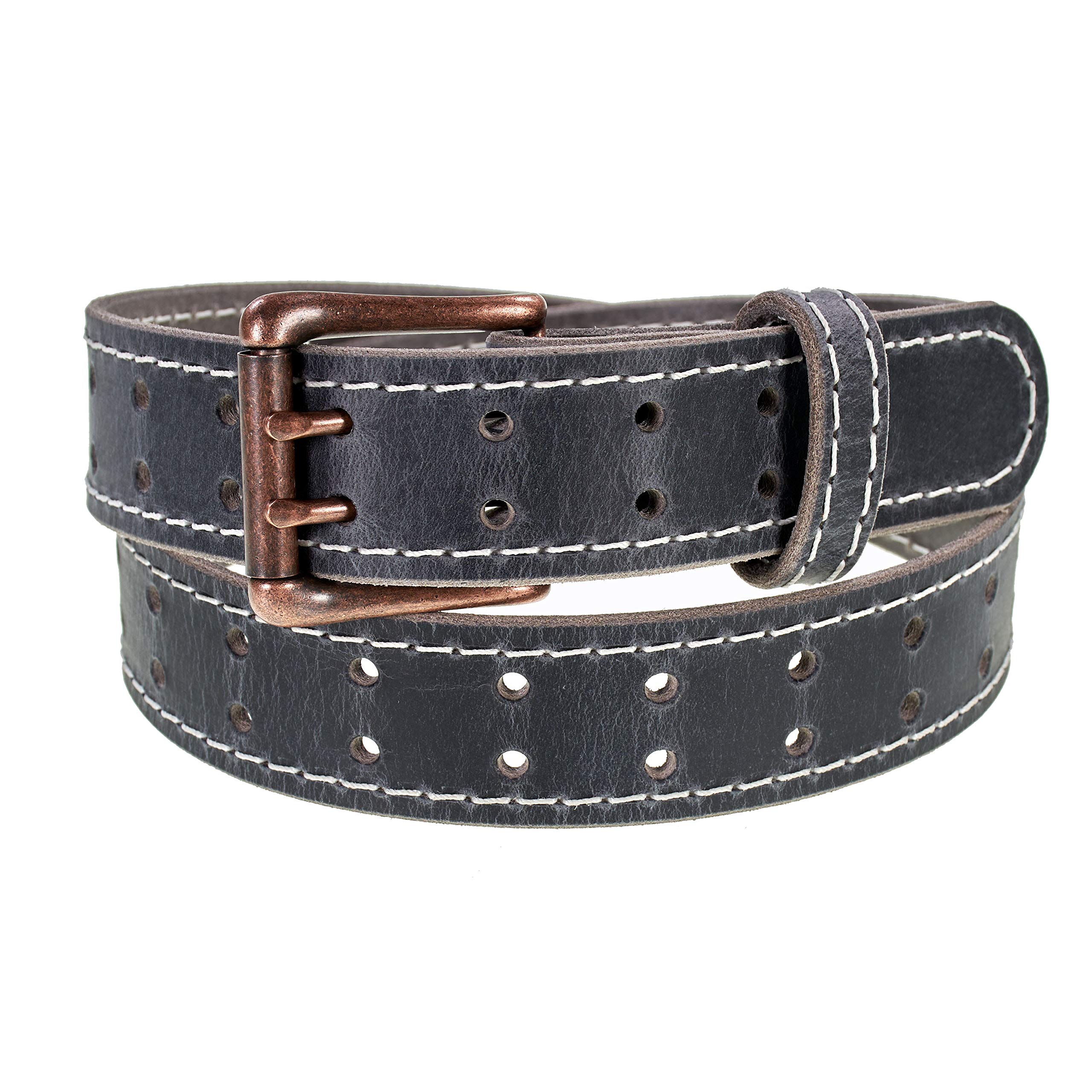 Men’s Classic Leather Belt, Double Prong Retro