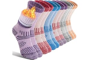 EBMORE Kids Merino Wool Hiking Socks Thermal Winter Warm Thick Boys Toddlers Girls Cushion Crew Socks 6 Pairs