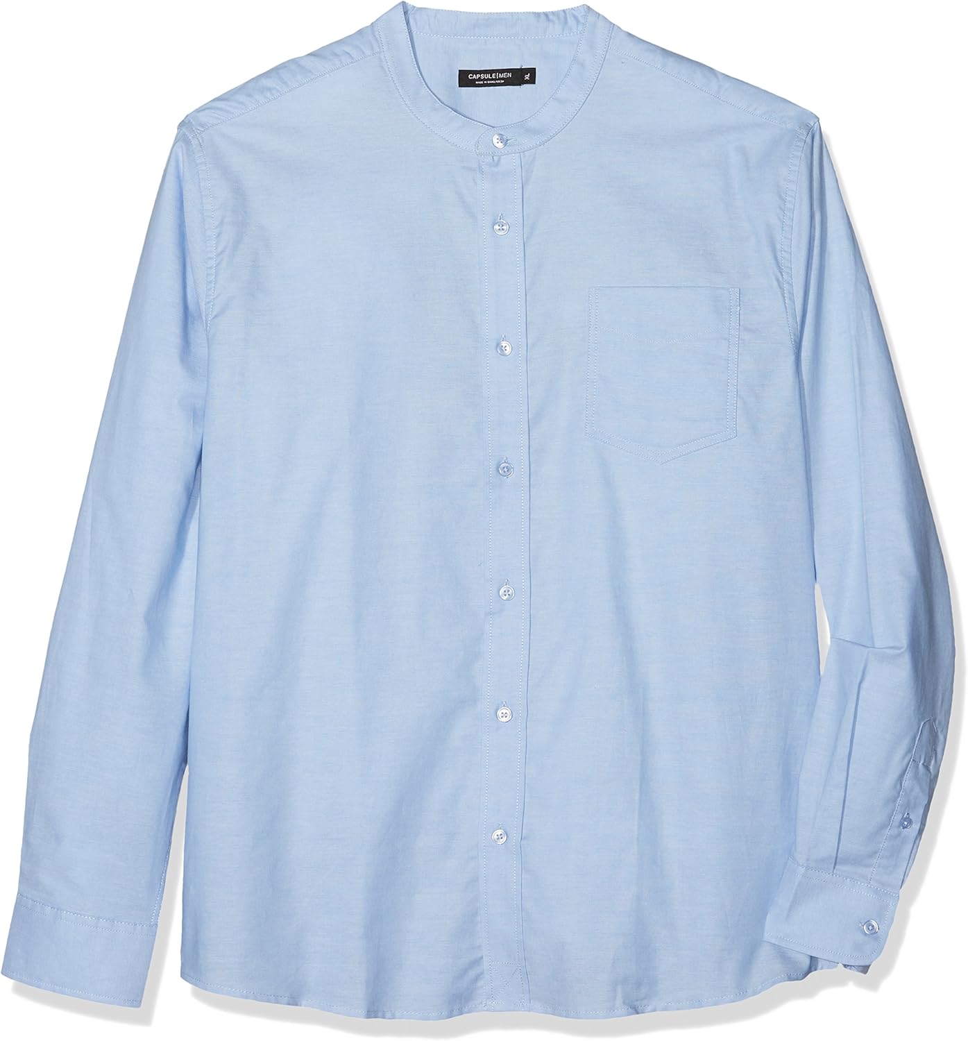 Jacamo Men's Grandad Oxford Long Sleeve Casual Shirt, Blue (Blue), 17