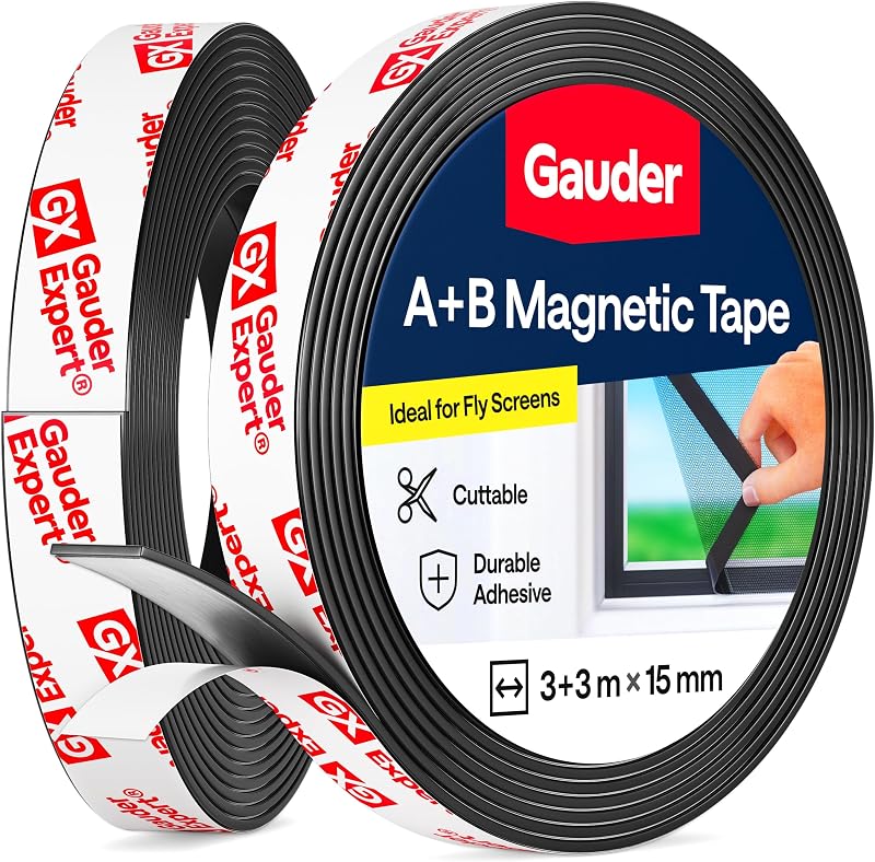 GAUDER A+B Magnetic Tape for Fly Screens 3+3 m Self-Adhesive 15 mm