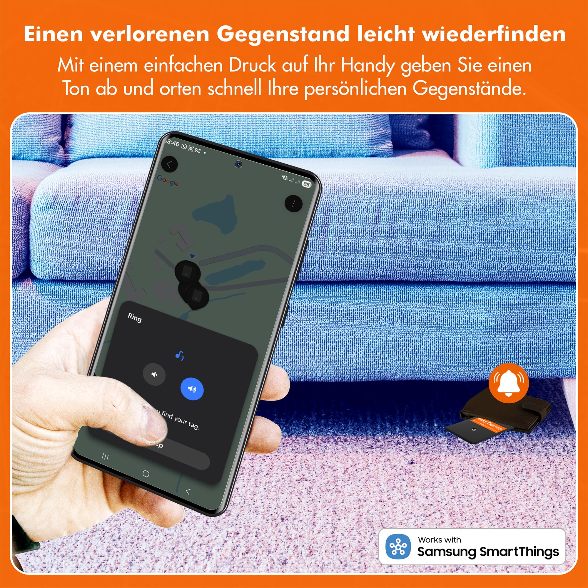 easyTag Tracking Card (Nur Samsung) - Schlanker und globaler Wallet Tracker für Geldbörsen, Taschen, Koffer und Gepäck. Wiederaufladbare Tracking Card kompatibel mit der Samsung SmartThings App. 6
