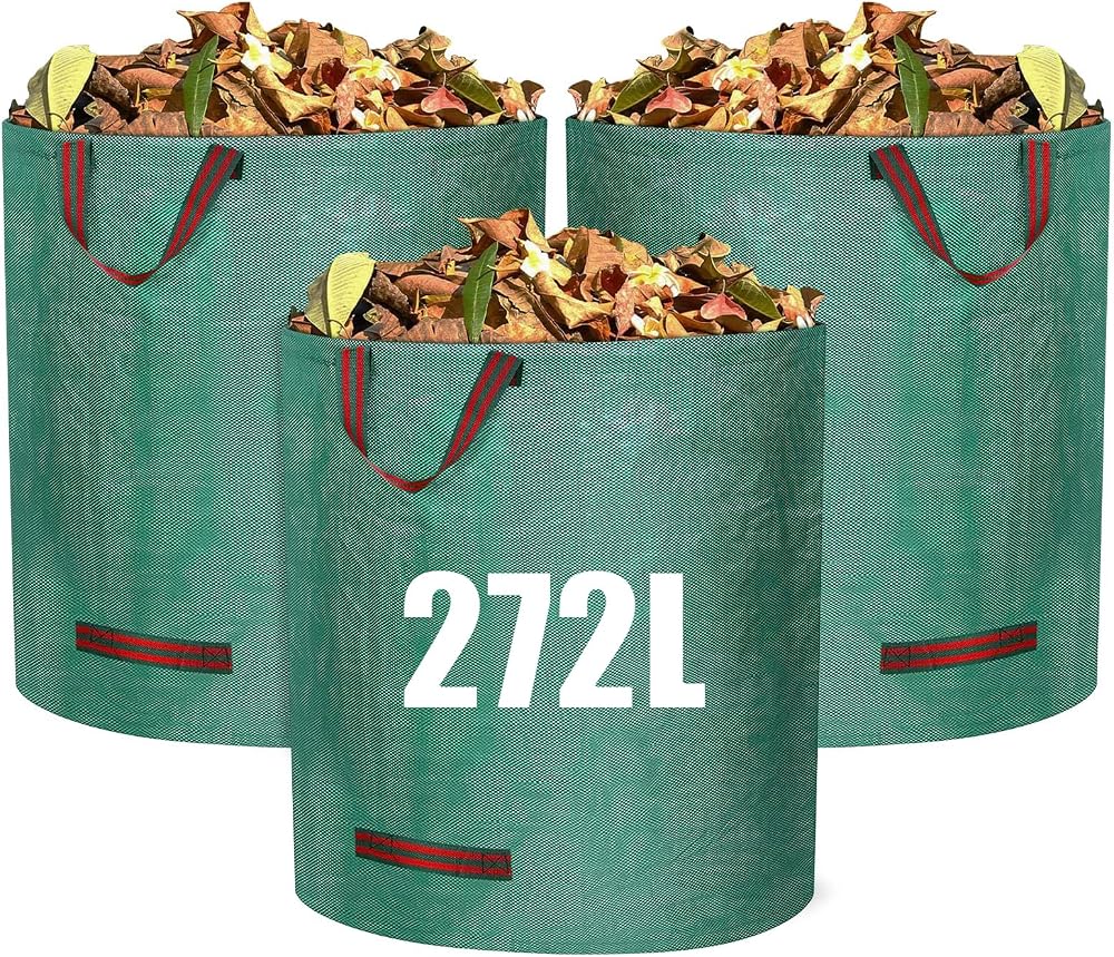 Newthinking 3 Pack Heavy Duty Garden Waste Bags 272 L Each with Handles and Hoop