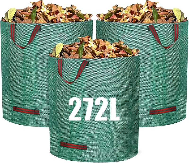 Newthinking 3 Pack Heavy Duty Garden Waste Bags 272 L Each with Handles and Hoop