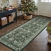 Woodbruy Runner Rug 2x6, Washable Non Slip Low Pile Kitchen Runner, Soft Boho Modern Rug for Hallways, Bedroom, Sage Green