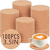 100pcs Cork Coasters for Drinks Round Cork Coasters Absorbent Heat Resistant Reusable Tea or Coffee Coaster Bulk Blank Coaster DIY Crafts Non-Slip Surface for Home Bar Table Countertop Tabletop Decor