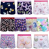 BIG ELEPHANT 10 Pack Toddler Girls' Underwear Boxer Briefs，100% Cotton Super Soft Breathable Panties (3T-10Y)