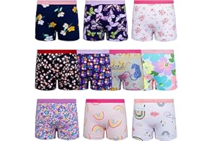 BIG ELEPHANT 10 Pack Toddler Girls' Underwear Boxer Briefs，100% Cotton Super Soft Breathable Panties (3T-10Y)