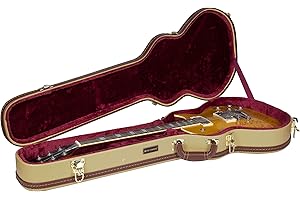 Crossrock Hardshell Arch Top Wood Case fits Les Paul Electric Guitars-Vinyl Tweed(CRW620LTW)