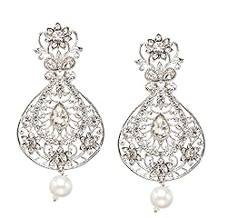 Bindhani Silver-Toned Flower Work Drop Maang Tikka