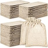 Berlune 100 Pcs Burlap Bags with Drawstring 7 x 9 Inch Party Favor Bags Bulk for Christmas Gift Wedding Favors Jewelry Pouches DIY Craft