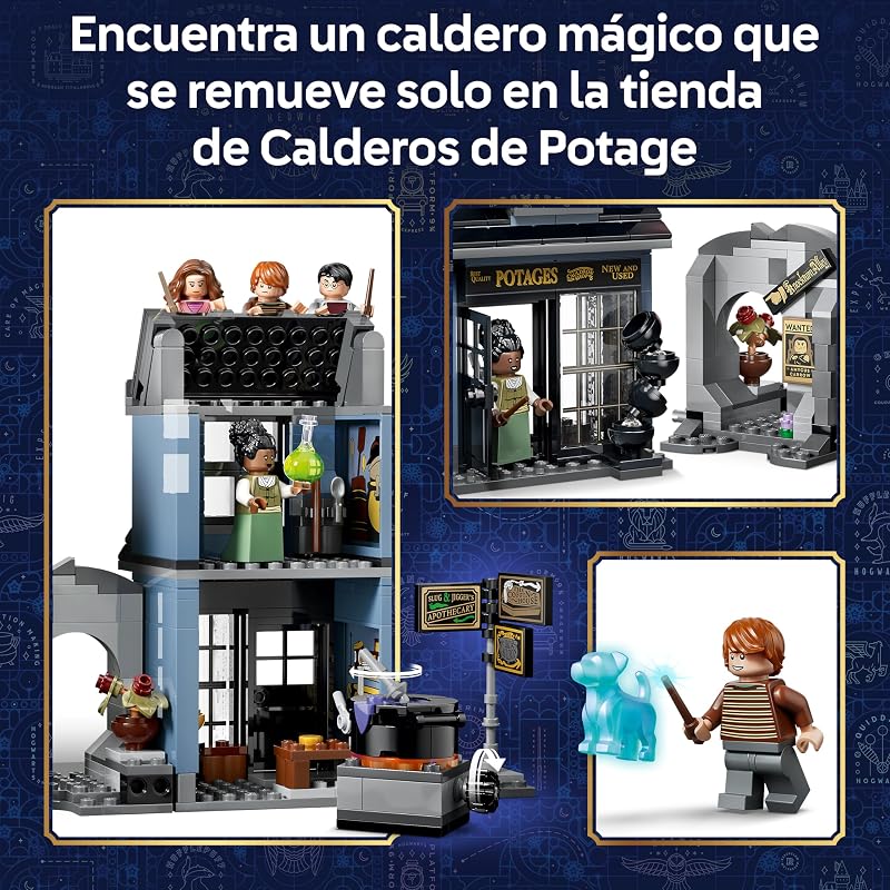 Harry Potter Tiendas Mágicas del Callejón Knockturn de Juguete - Kit de Maquetas con 8 Minifiguras y Figura de Animal Patronus Coleccionable - Regalo para Niñas y Niños de 8+ Años - 76471 — foto 5 de 8