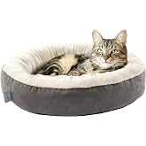 Love's cabin Round Donut Cat and Dog Cushion Bed, 20in Bed for Cats or Small Dogs, Anti-Slip &amp; Water-Resistant Bottom, Super Soft Durable Fabric Pet Beds, Washable Luxury Cat &amp; Dog Bed Gray