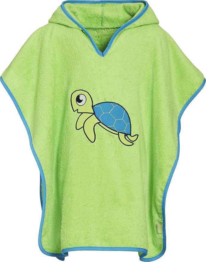 Playshoes Kinder Frottee Kapuzen-Poncho, praktisches Kapuzen-Handtuch für Jungen, mit Schildkröten-Stickung