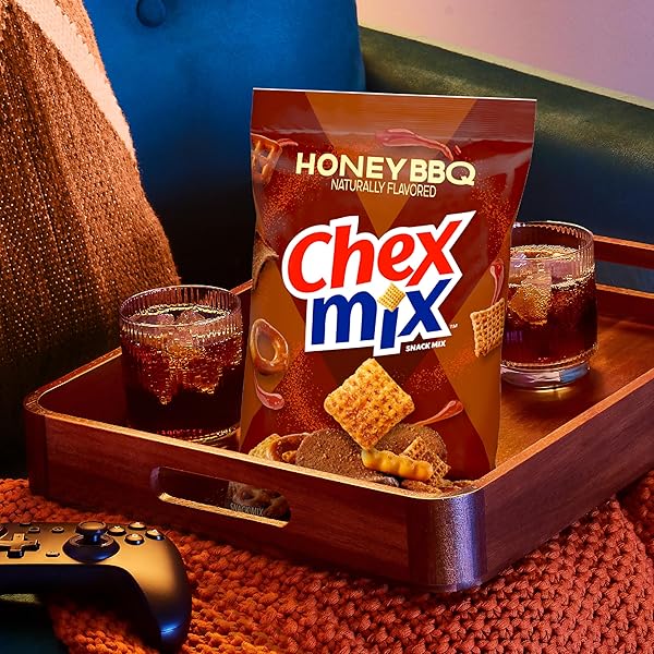CHEX MIX SNACK MIX, HONEY BBQ, SNACK BAG, SNACKS, 8 OZ