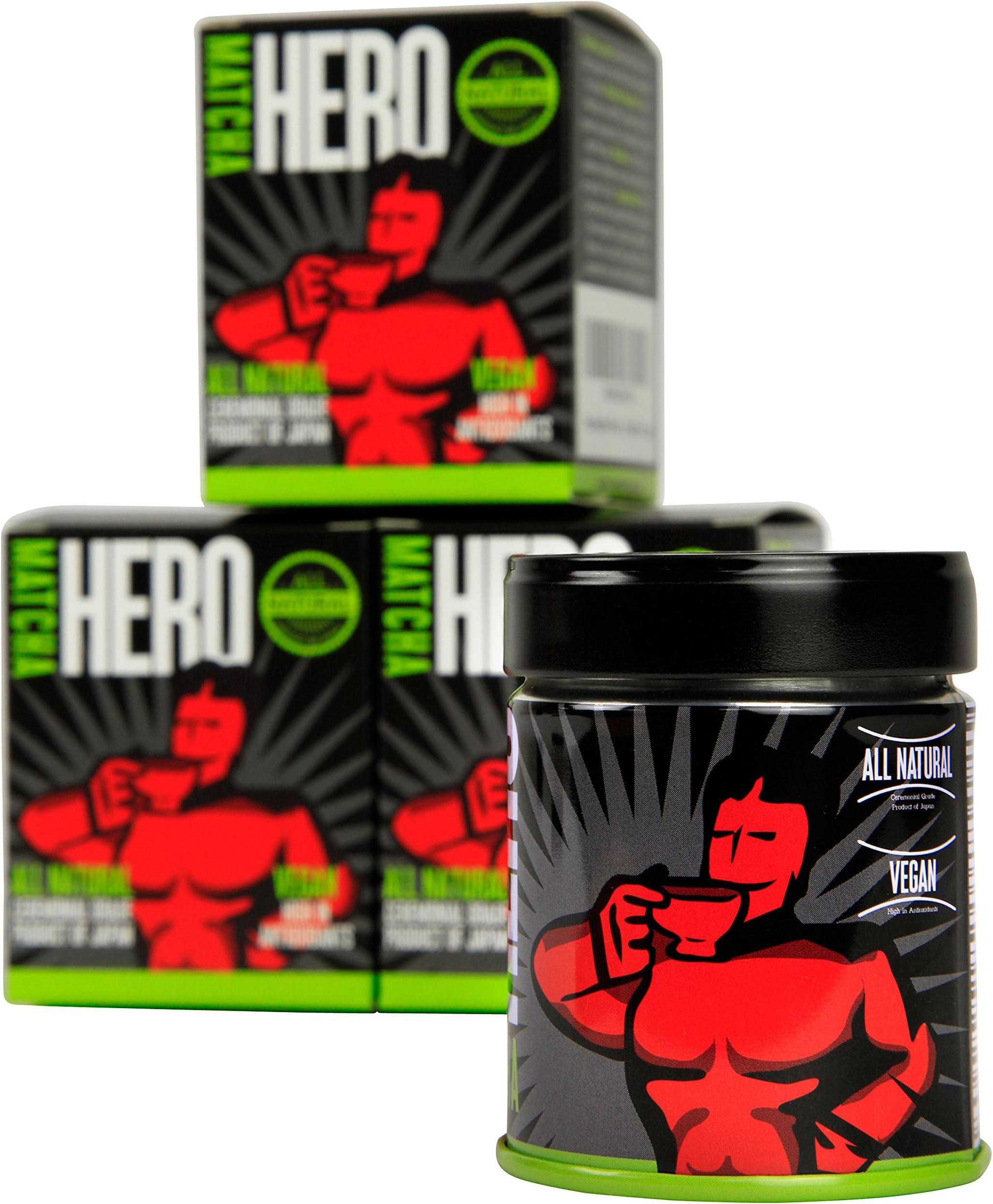 Hero Matcha Super Premium Ceremonial Matcha Green Tea Powder From Japan. all Natural. 30 Gram Premium Packaged Sealed in Tin With Box Hero Matcha The Matcha of Heroes. 30 Gram Net Weight all Natural and Vegan.