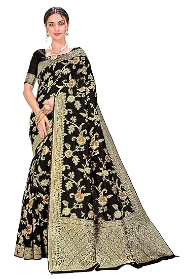 Womens Banarasi Art Silk Saree With Blouse Piece