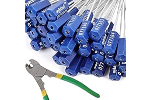 ayktiuf 60 Pieces Security Cable Seals, Metal Number Security Tags for Truck, Trailers, Cargo, Containers, Vans, Oil Tank, Milk Vehicle (Blue, 60 Pack)