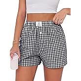 ANRABESS Boxer Shorts for Women Gingham Pajama 2026 Summer Casual Lounge Sleep Plaid Shorts Y2K Beach Bottoms