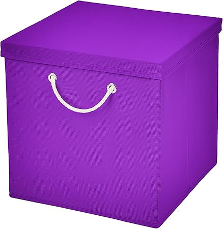 Caja de almacenaje, 30 x 30 x 30 cm, con tapa, morado, 1 unidad: Amazon.es: Hogar