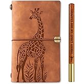 Giraffe Gifts Journal for Giraffe Lover, Gifts for Appreciation, Congratulations, Christmas and Birthday, Leather Journal Notebook with Pen, Refillable Sketchbook, Travel Diary, Lined Planner, 7x5 Inches