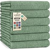 Mordimy Premium Kitchen Towels 6 Pack (18 x 28 Inches, Grass Green), Large Cotton Kitchen Hand Towel, Flat & Terry Dish Towels for Drying Dishes, Super Absorbent Tea Dishtowels Set with Hanging Loop
