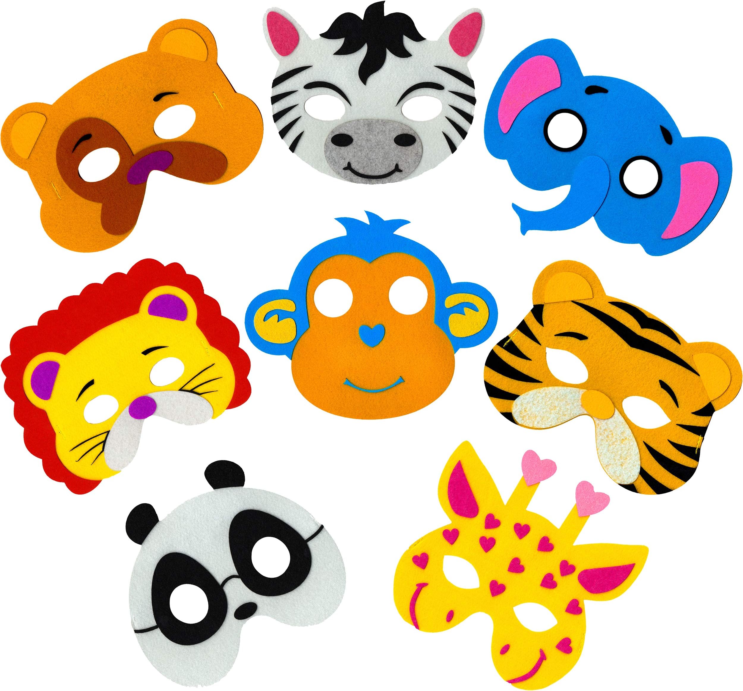 Little Seahorse Zoo Animal Masks for Kids Party, 8 Assorted Felt Masks, Great for Animal, Zoo, Jungle, Safari Themed Christmas, Halloween, Birthday Parties Supplies