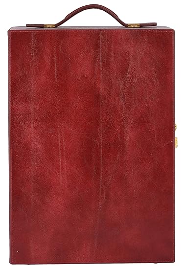 Magus Designs Leather Bottle Bar Cabinet, 26 Liters, Red