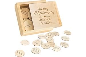 STOFINITY 4 Year Anniversary Wood Gifts for Him Her - 4th Anniversary Keepsake Gifts for Husband Wife, Happy 4th Wedding Gift Anniversary for Couple, Four Years of Married Date Ideas for Men