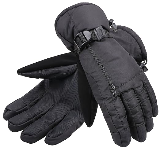 ANDORRA Men's Waterproof Thinsulate Touchscreen Winter Ski Gloves ,M,Black
