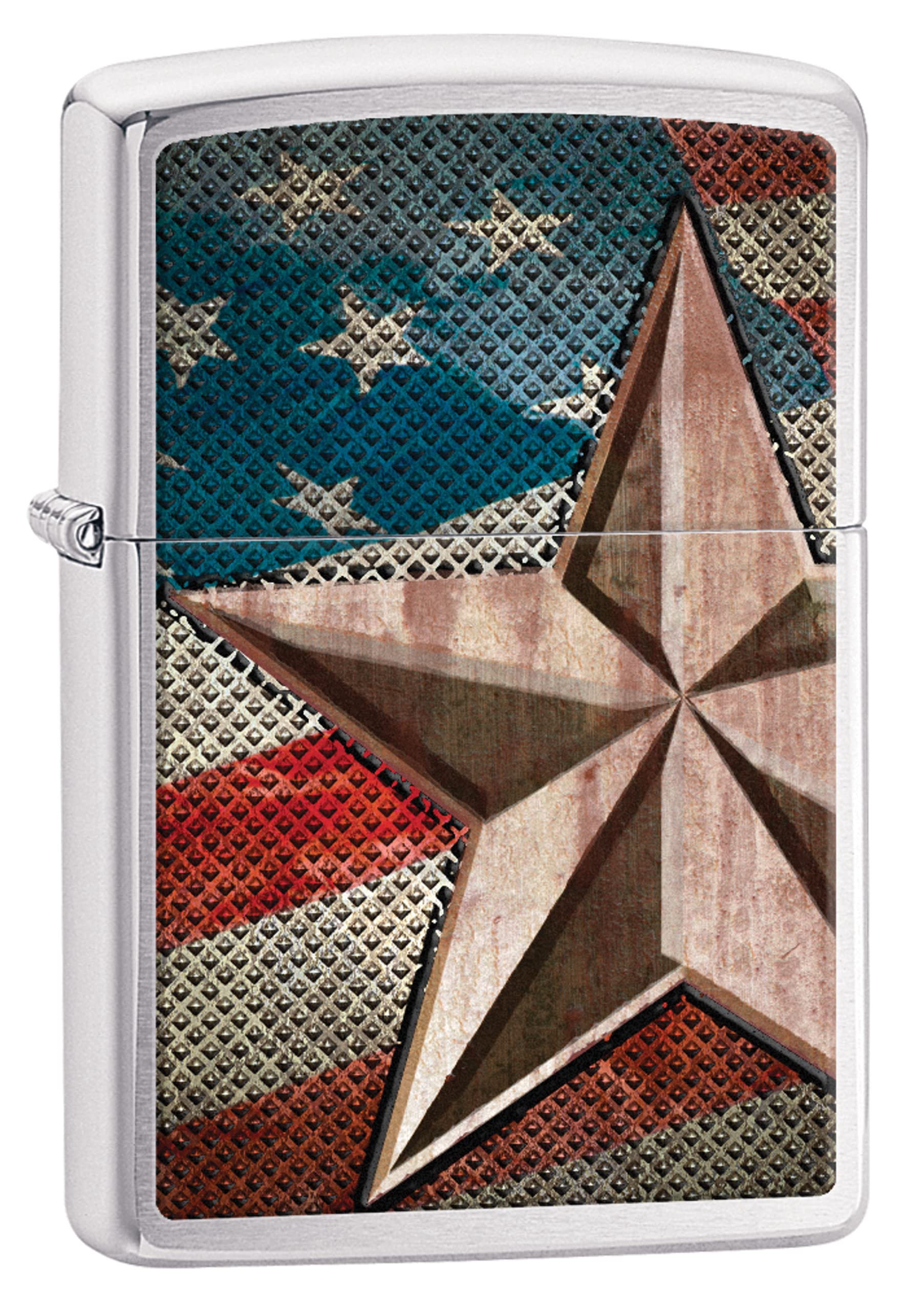 Zippo Retro Star Windproof Pocket Lighter - Brushed Chrome
