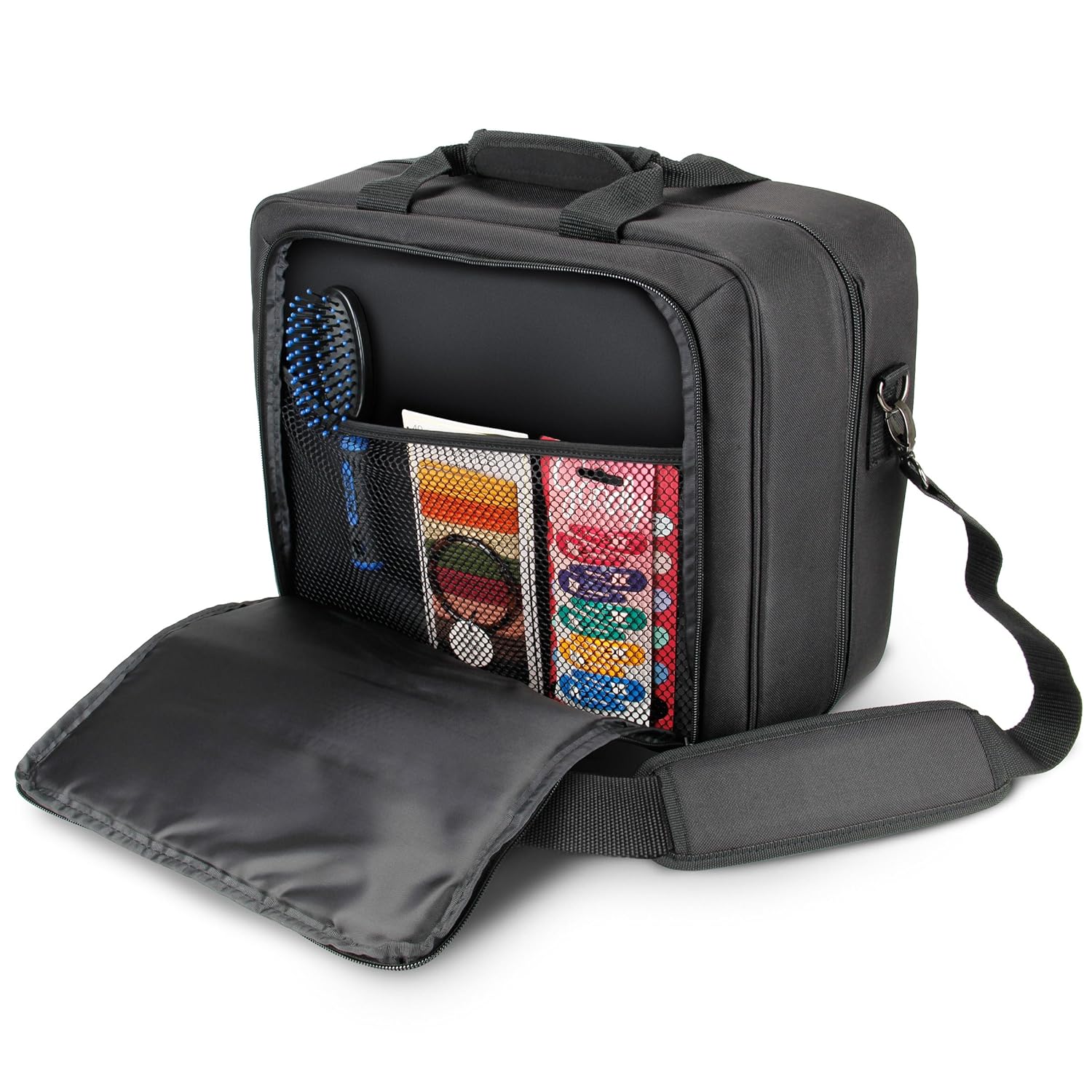 USA Gear Cosmetology Supplies Bag Professional Travel Barber Bag - Customizable Interior with 2 Sections, Accessory Pockets - Organize Hair Salon Equipment Blow Dryer, Curling Irons, Brushes : Beauty