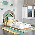P'kolino Casita House Twin Floor Bed - Montessori Inspired - Solid FSC Certified Solid Wood Floor Bed - Natural Wood