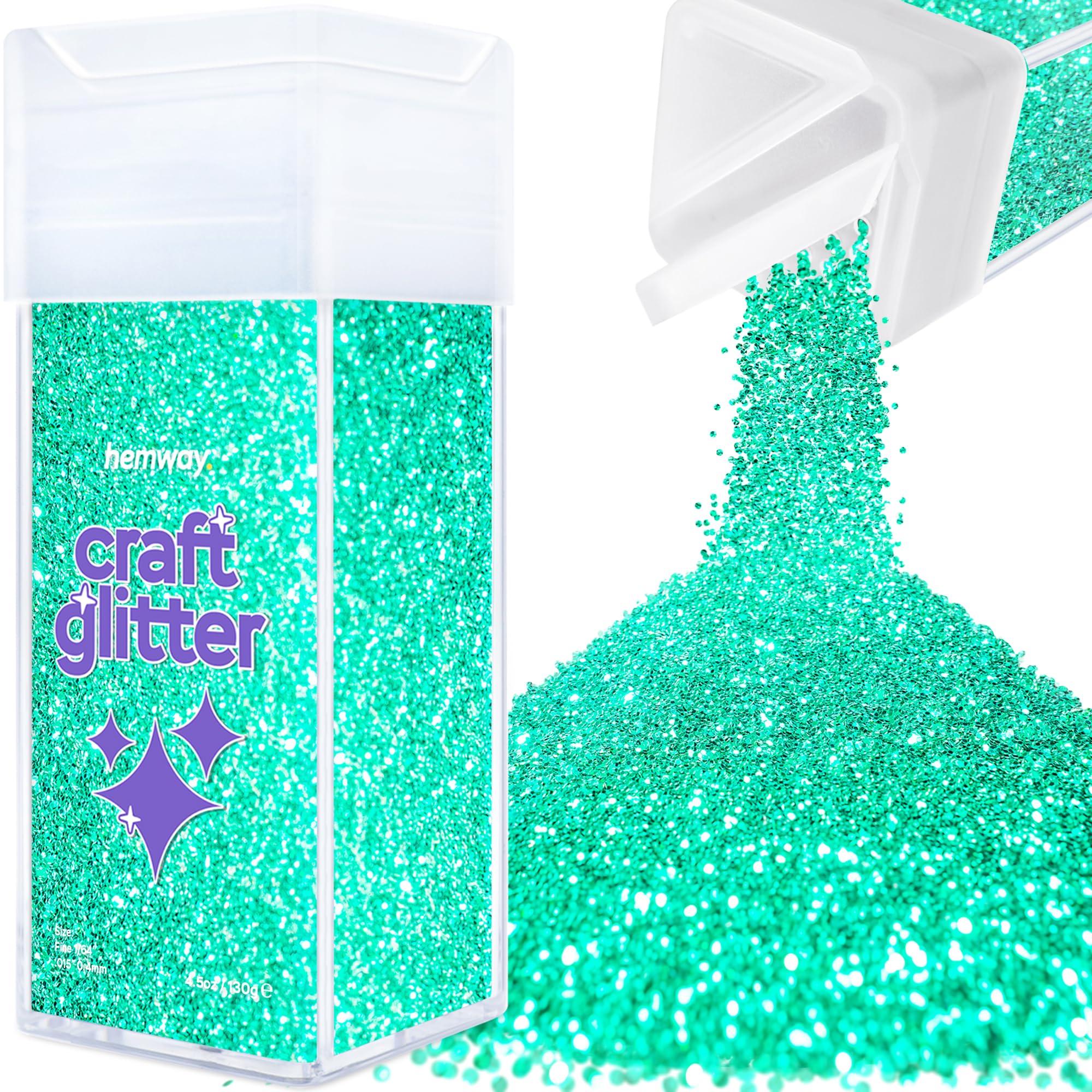 Hemway Glitter Shaker Turquoise Blue Holographic 110g Fine, Craft Glitter Shaker for Resin & Epoxy Crafts, Christmas Art Supplies, Nail, Body, Face, Eye, Festival, Crafting, Slime, Sparkle