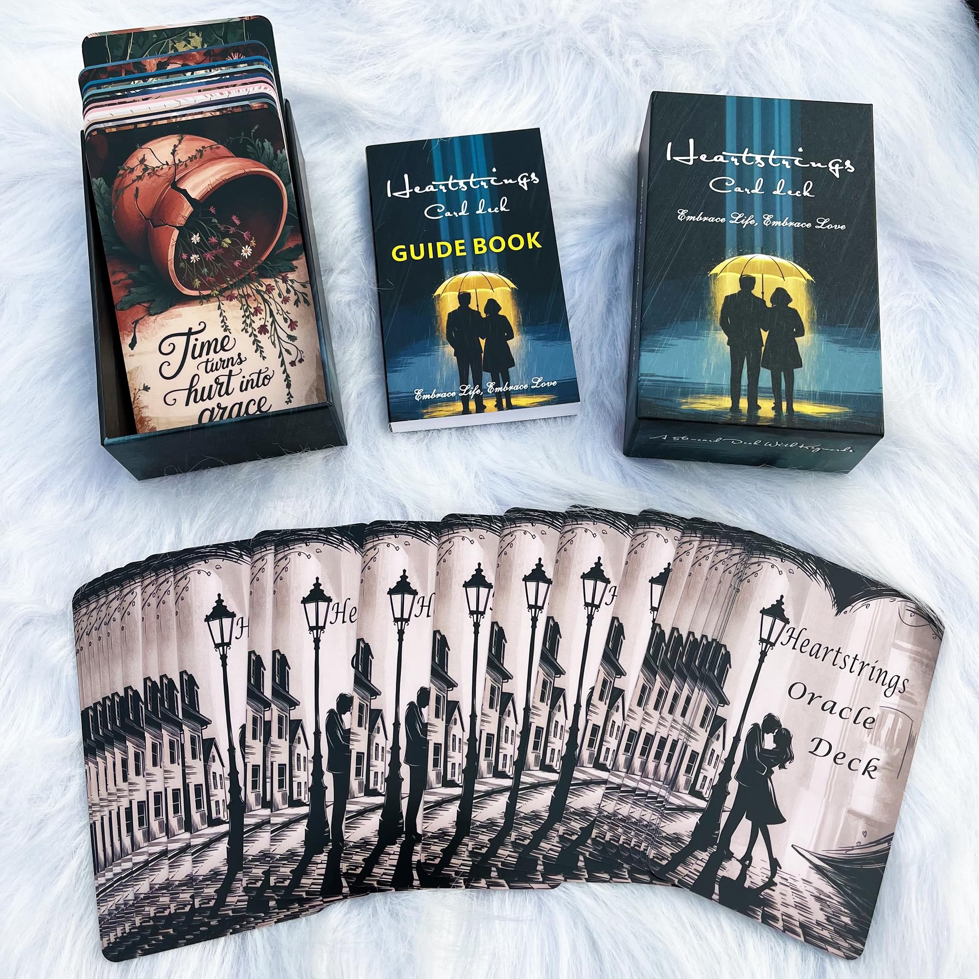 Heartstring Oracle Cards, Twin Flame Love Oracle Cards, Oracle Deck and tarot cards for Beginners, 56 card with a detailed guidebook, emotional growth, reflections, journal prompts, affirmations