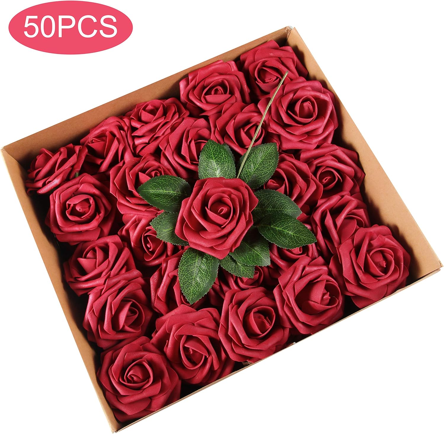 Amazon Com Adeeing Artificial Flowers Wine Red Roses 50pcs