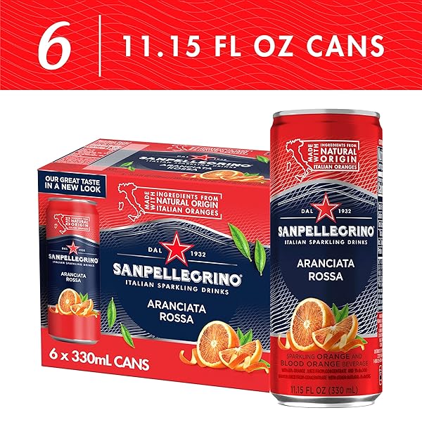 SANPELLEGRINO ITALIAN SPARKLING DRINK ARANCIATA ROSSA, SPARKLING ORANGE AND BLOOD ORANGE BEVERAGE, 11.15 FL OZ (PACK OF 24)