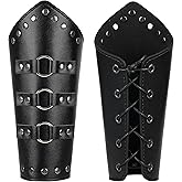 HHCSVJHS 1 Pair Viking Leather Bracers for Men & Women - Medieval Armor LARP Cosplay S-XXL