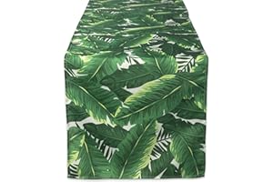 DII 100% Polyester, Spill Proof and Waterproof, Machine Washable, Table Runner for Indoor or Outdoor Use, 14x72, Banana Leaf